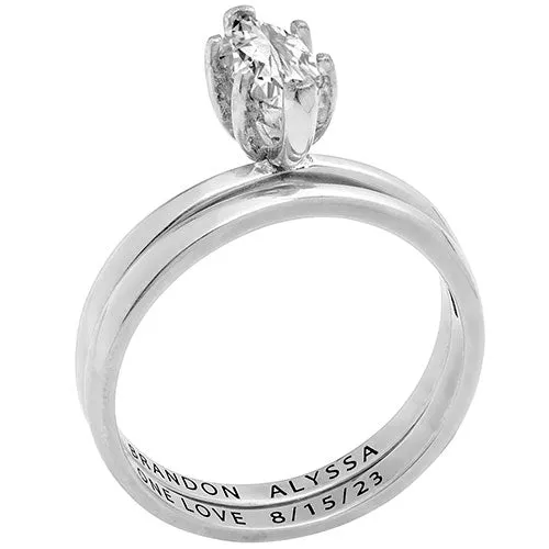 Platinum over Sterling Marquise White Topaz 2-Piece Engraved Wedding Ring Set sold by Limoges Jewelry product image thumbnail 2