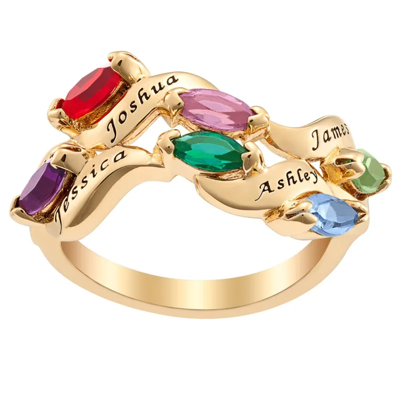 Family Name and Marquise Birthstone Ring sold by Limoges Jewelry