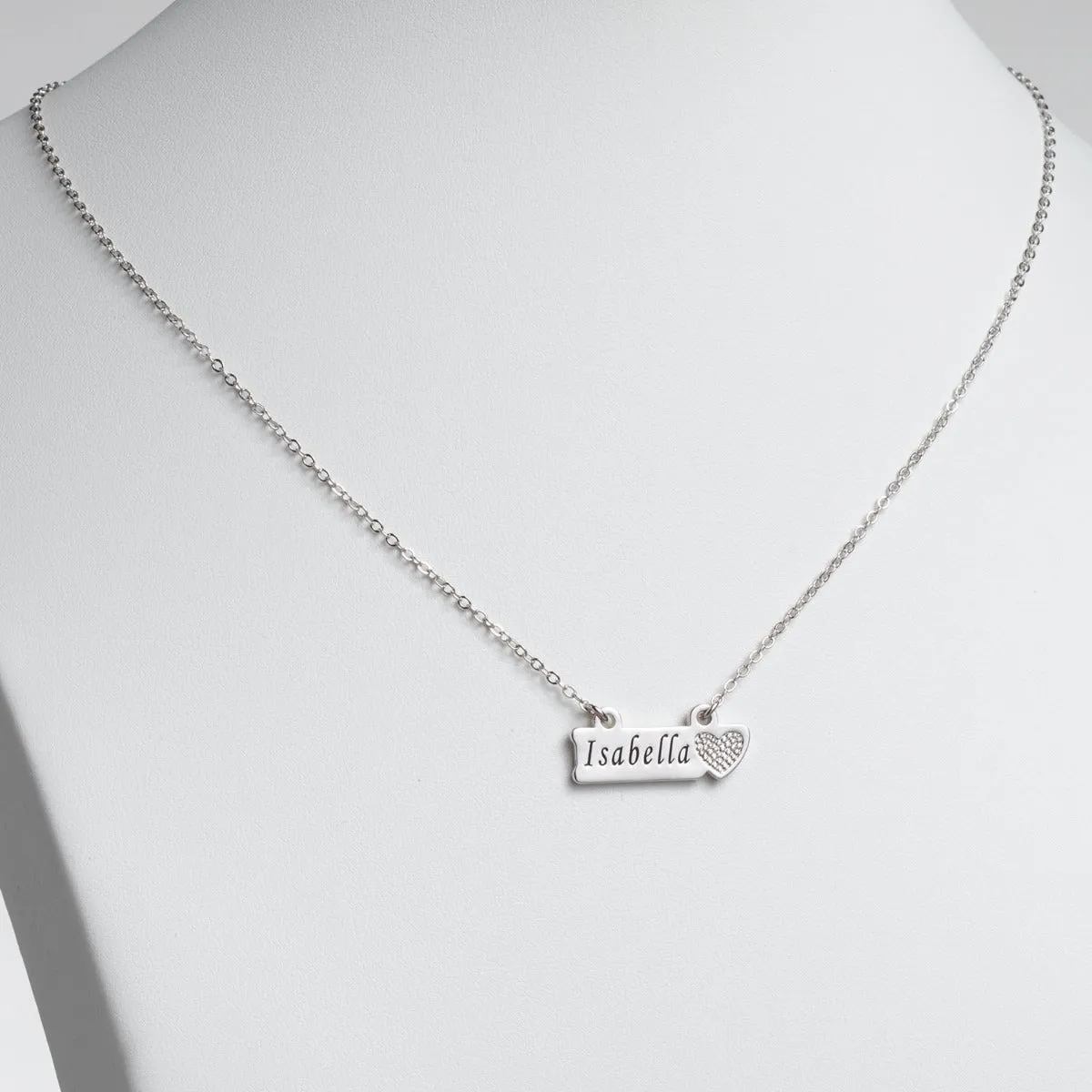 Engraved Name with Heart Plaque Necklace sold by Limoges Jewelry product image thumbnail 2