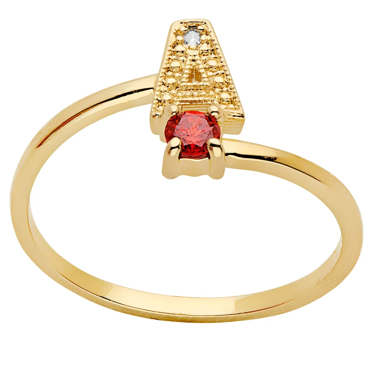 14K Gold Diamond Accent Initial with Birthstone Bypass Ring sold by Limoges Jewelry