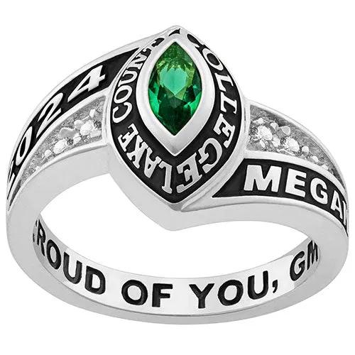 Women's CELEBRIUM Marquise Birthstone and CZ Class Ring sold by Limoges Jewelry