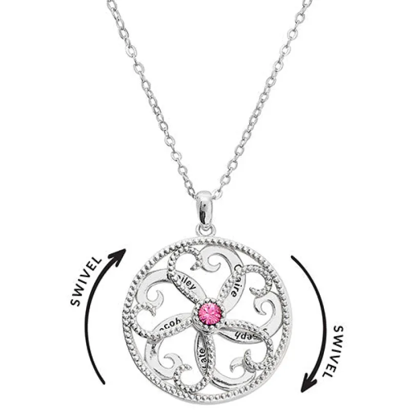 3-D Engraved Swirl with Birthstone Spinner Necklace sold by Limoges Jewelry