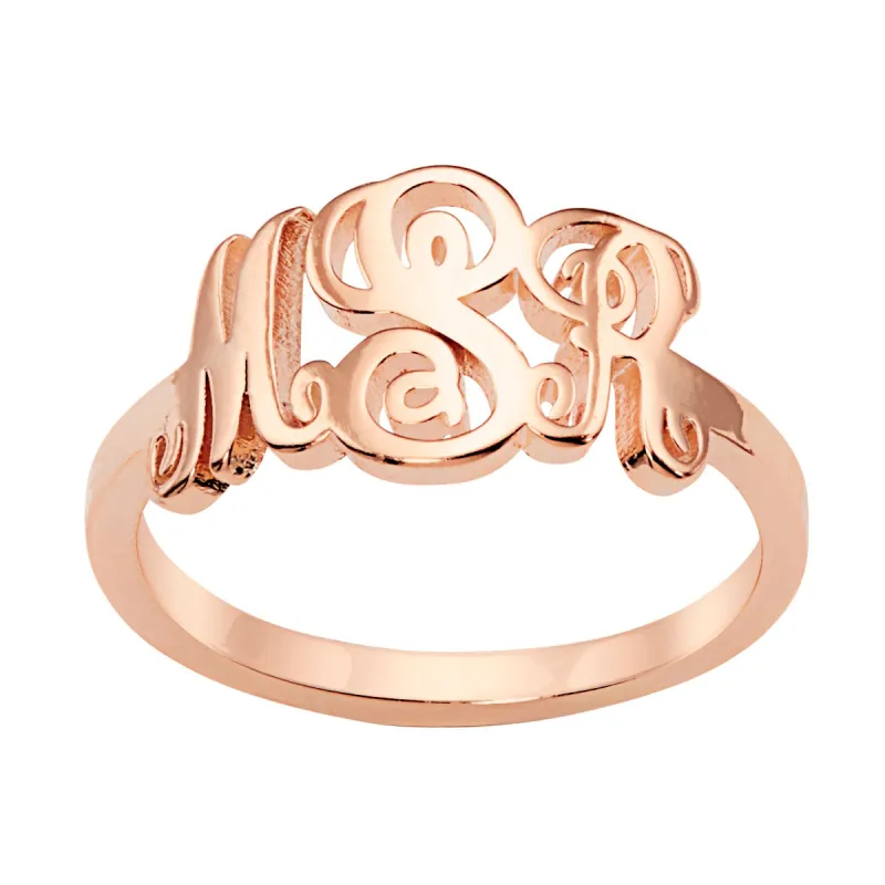 14K Rose Gold Plated Petite Monogram Ring sold by Limoges Jewelry
