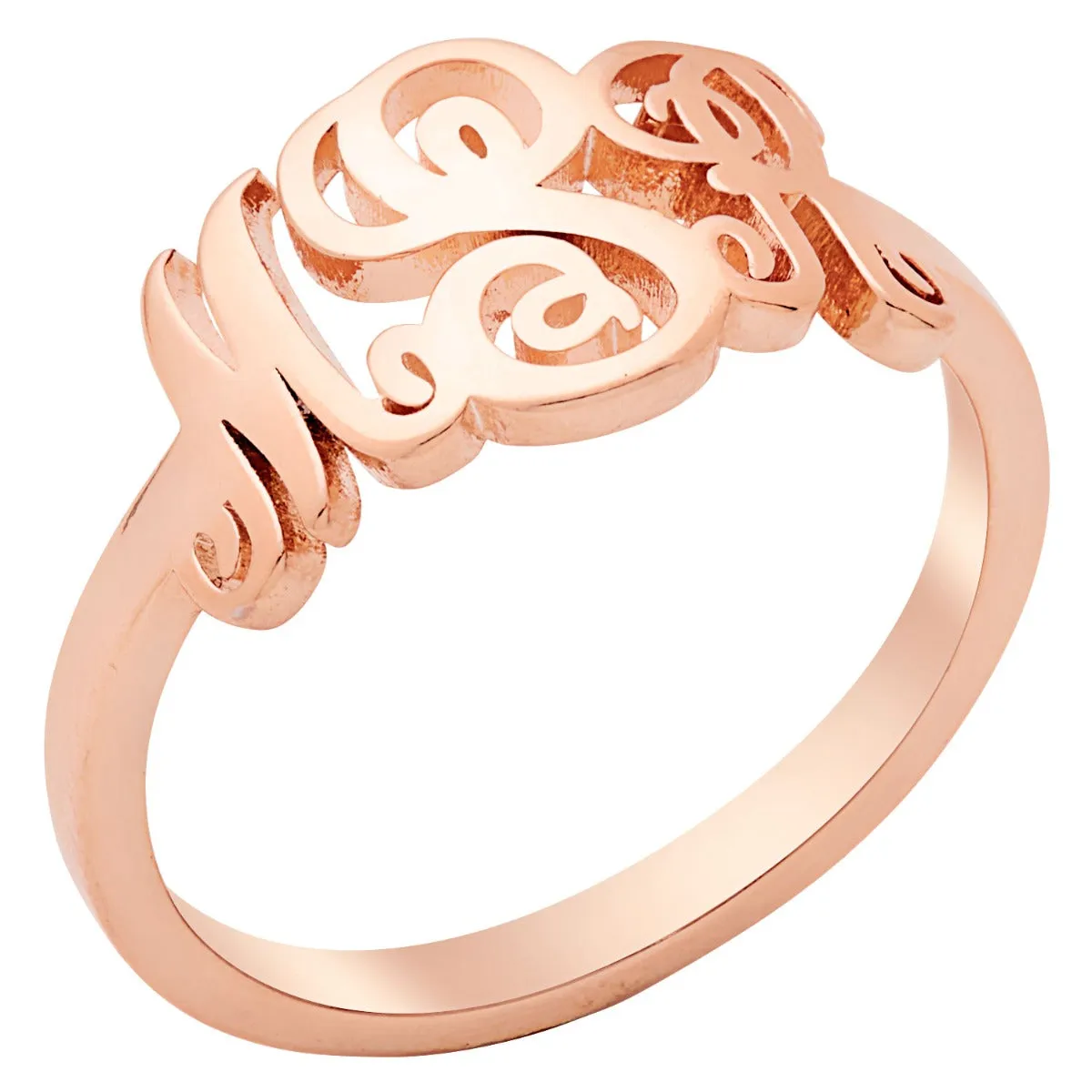 14K Rose Gold Plated Petite Monogram Ring sold by Limoges Jewelry product image thumbnail 2