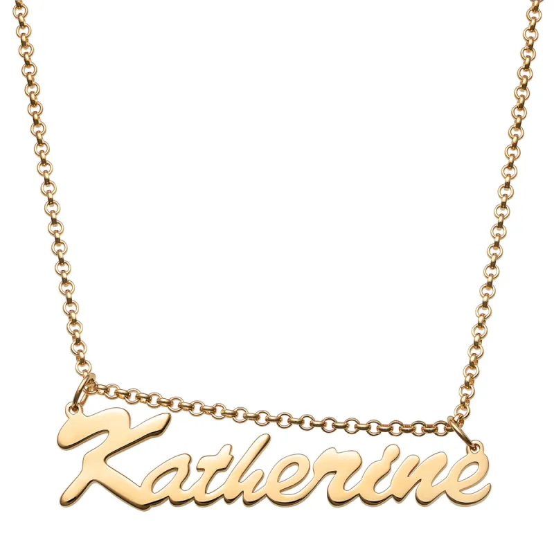 14K Gold over Sterling Script Name Necklace sold by Limoges Jewelry