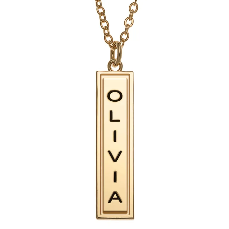 14K Gold Plated Zodiac Bar Pendant sold by Limoges Jewelry