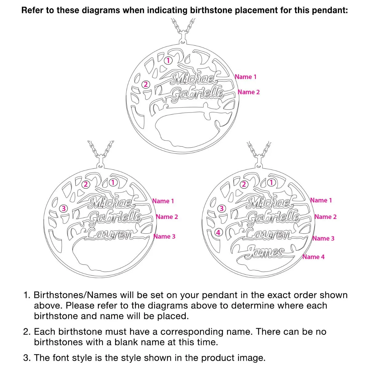 Silver Plated Name and Birthstone Family Tree Necklace sold by Limoges Jewelry product image thumbnail 3