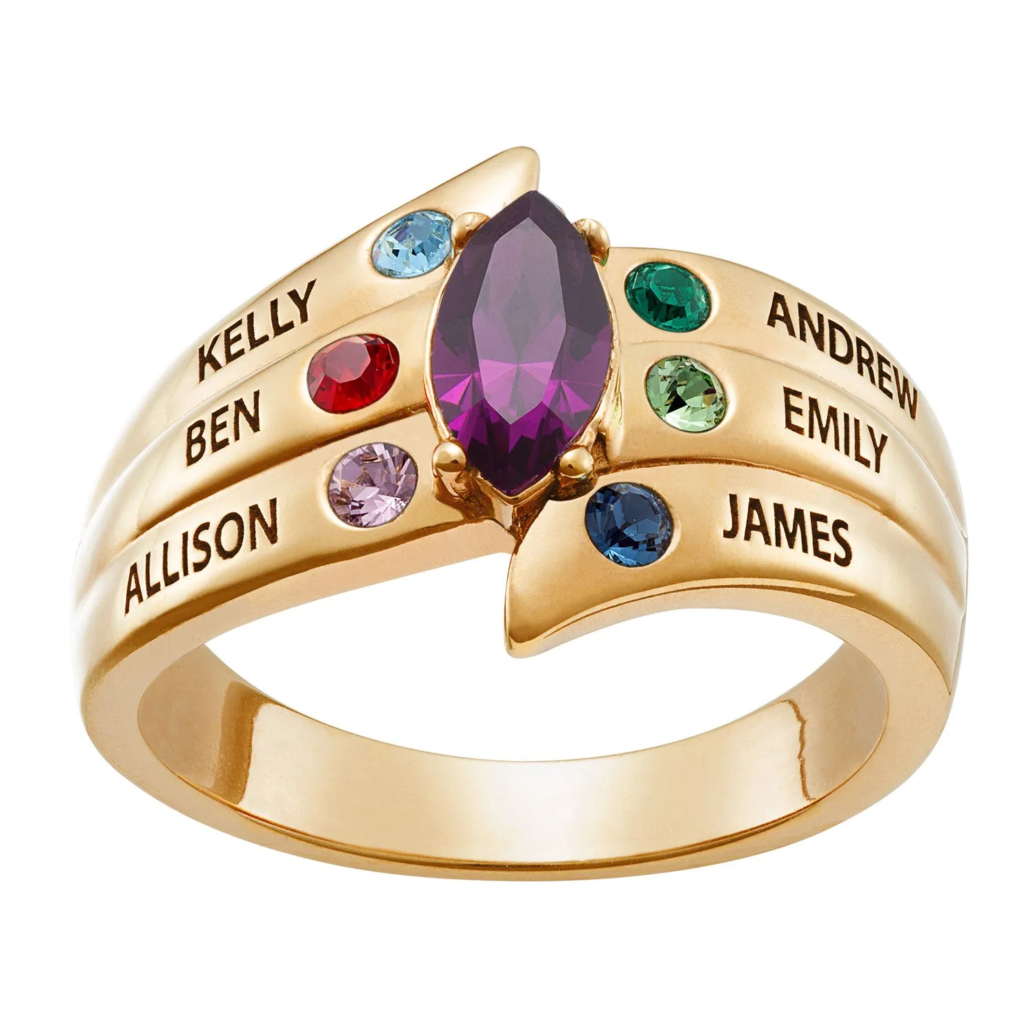 10K Yellow Gold Mother's Birthstone Family Name Ring sold by Limoges Jewelry
