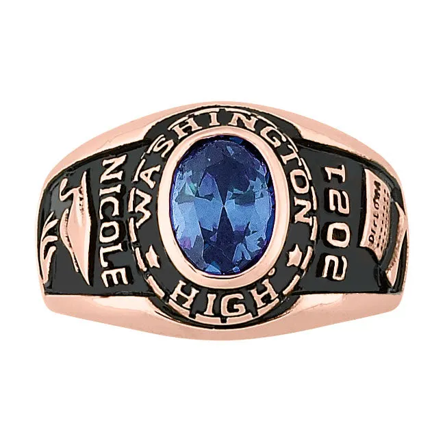 Ladies 14K Rose Gold over Sterling Traditional Oval Birthstone Class Ring sold by Limoges Jewelry product image thumbnail 2