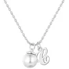 Initial and Birthstone Pearl Charm Necklace sold by Limoges Jewelry