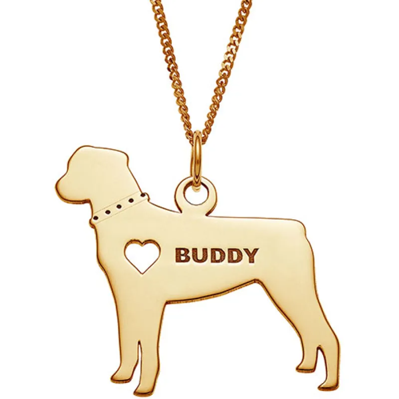 14K Gold Plated Rottweiler Silhouette Necklace sold by Limoges Jewelry