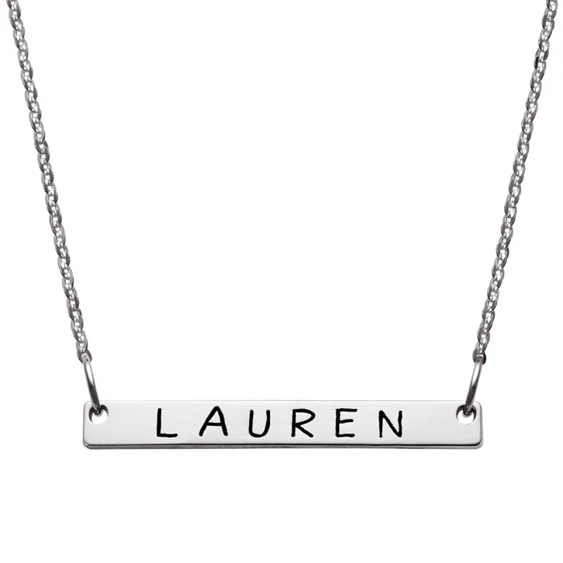 ELIZABETH EDMONDS 10K White Gold Mini Bar Name Necklace sold by Limoges Jewelry