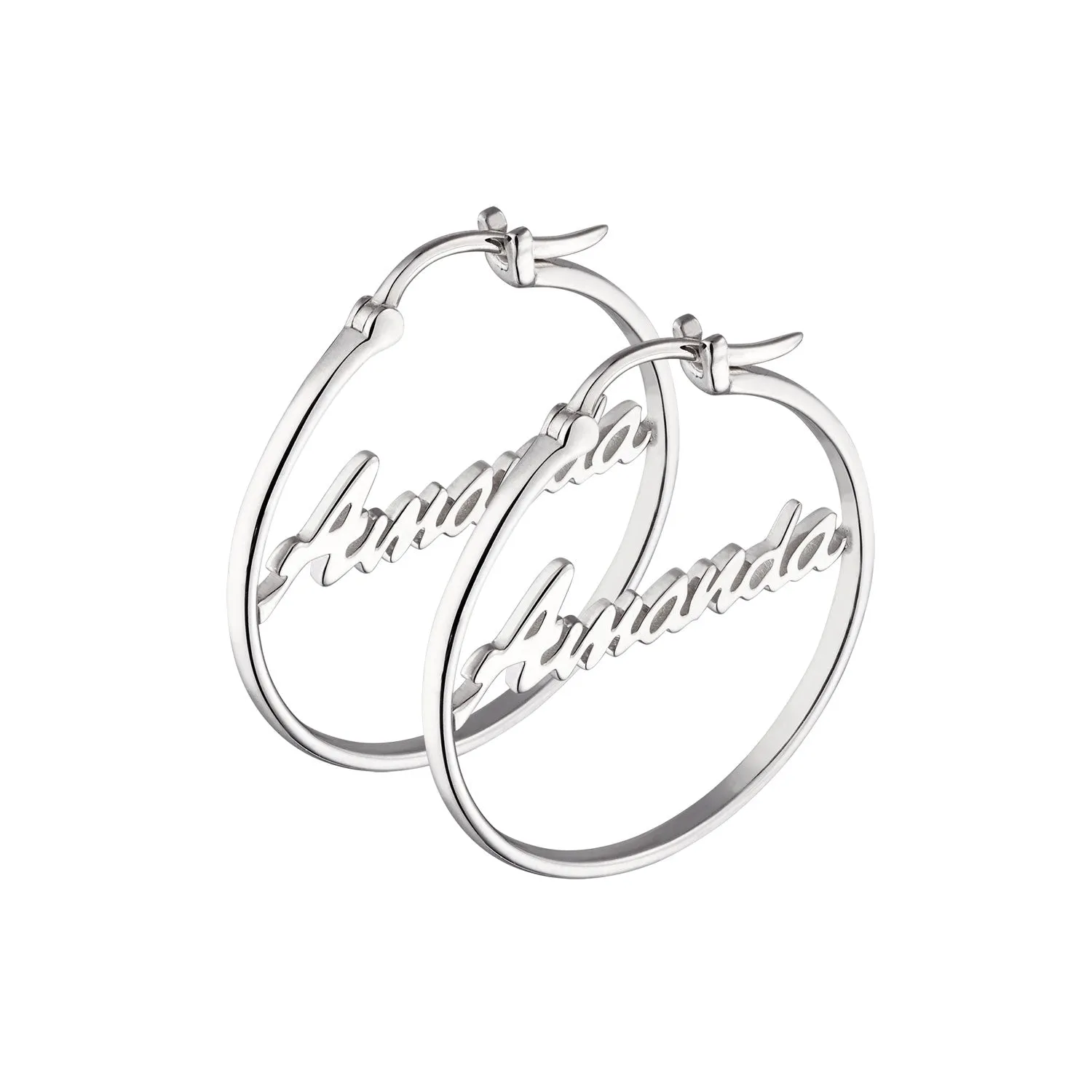 Sterling Silver Personalized Name Small Hoop Earring sold by Limoges Jewelry product image thumbnail 2