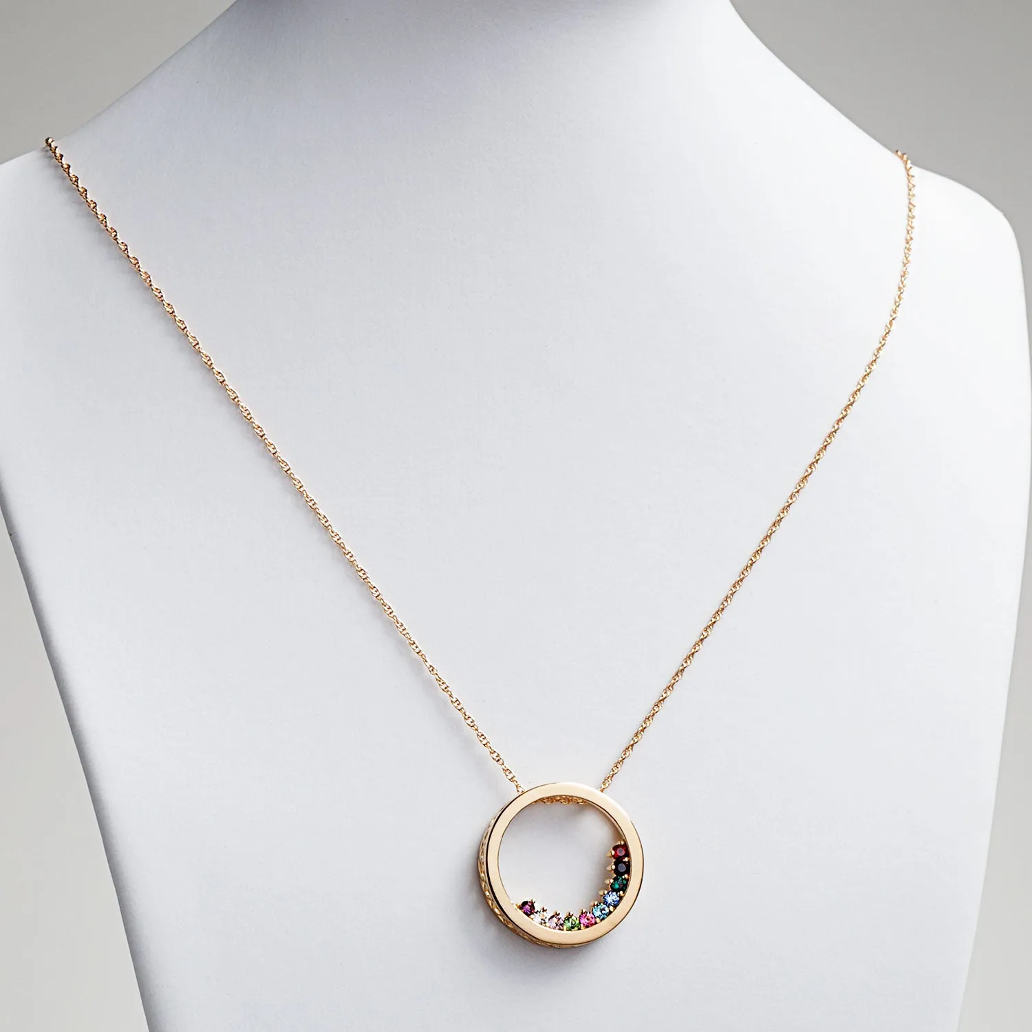 14K Gold over Sterling Mother's Birthstone Circle Slider Necklace sold by Limoges Jewelry product image thumbnail 3