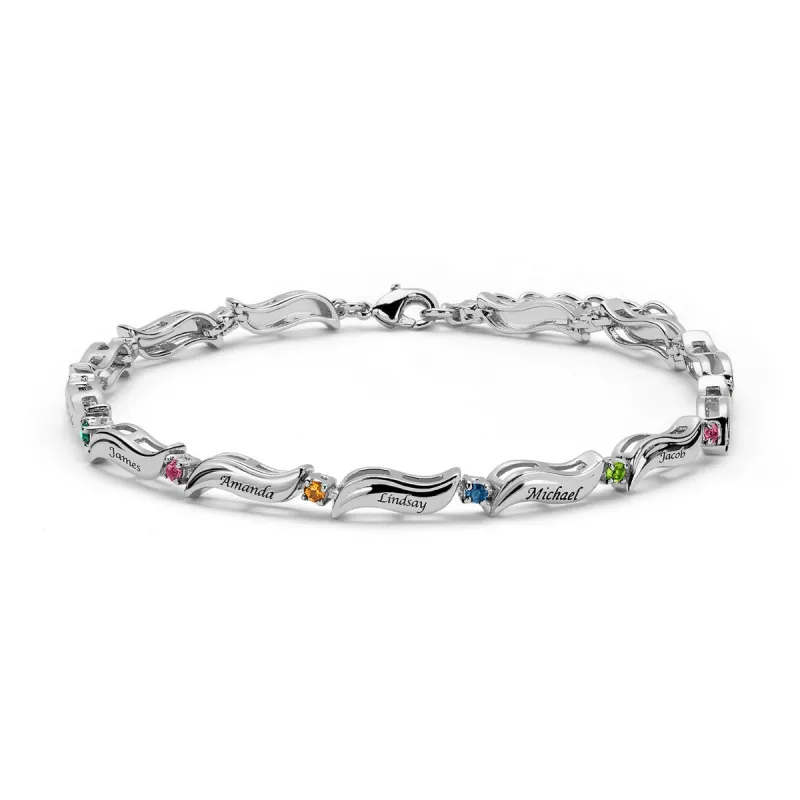 Silver Plated Family Engraved Names Bracelet sold by Limoges Jewelry