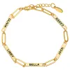 14K Gold Plated Engraved Paperclip Station Bracelet sold by Limoges Jewelry