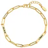 14K Gold Plated Engraved Paperclip Station Bracelet sold by Limoges Jewelry