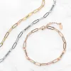14K Gold Plated Engraved Paperclip Station Bracelet sold by Limoges Jewelry