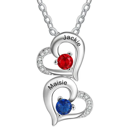 Silver Engraved Birthstone Vertical Open Heart Necklace sold by Limoges Jewelry