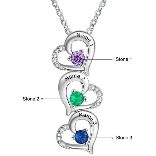 Silver Engraved Birthstone Vertical Open Heart Necklace sold by Limoges Jewelry product image thumbnail 2
