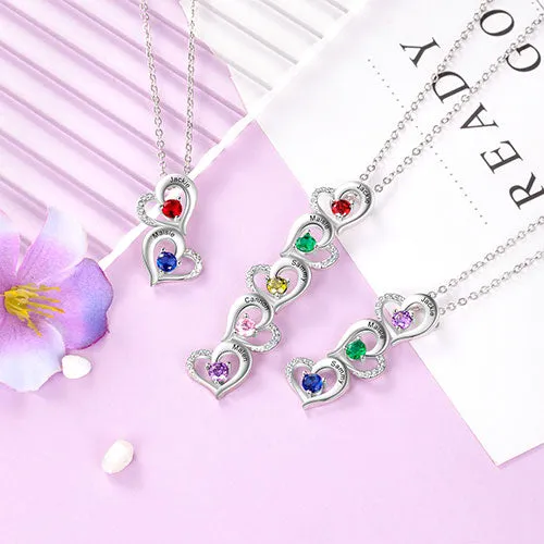 Silver Engraved Birthstone Vertical Open Heart Necklace sold by Limoges Jewelry product image thumbnail 3