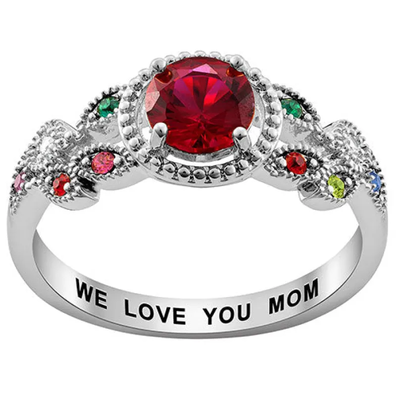Sterling Silver Mother's Family Birthstone Ring sold by Limoges Jewelry