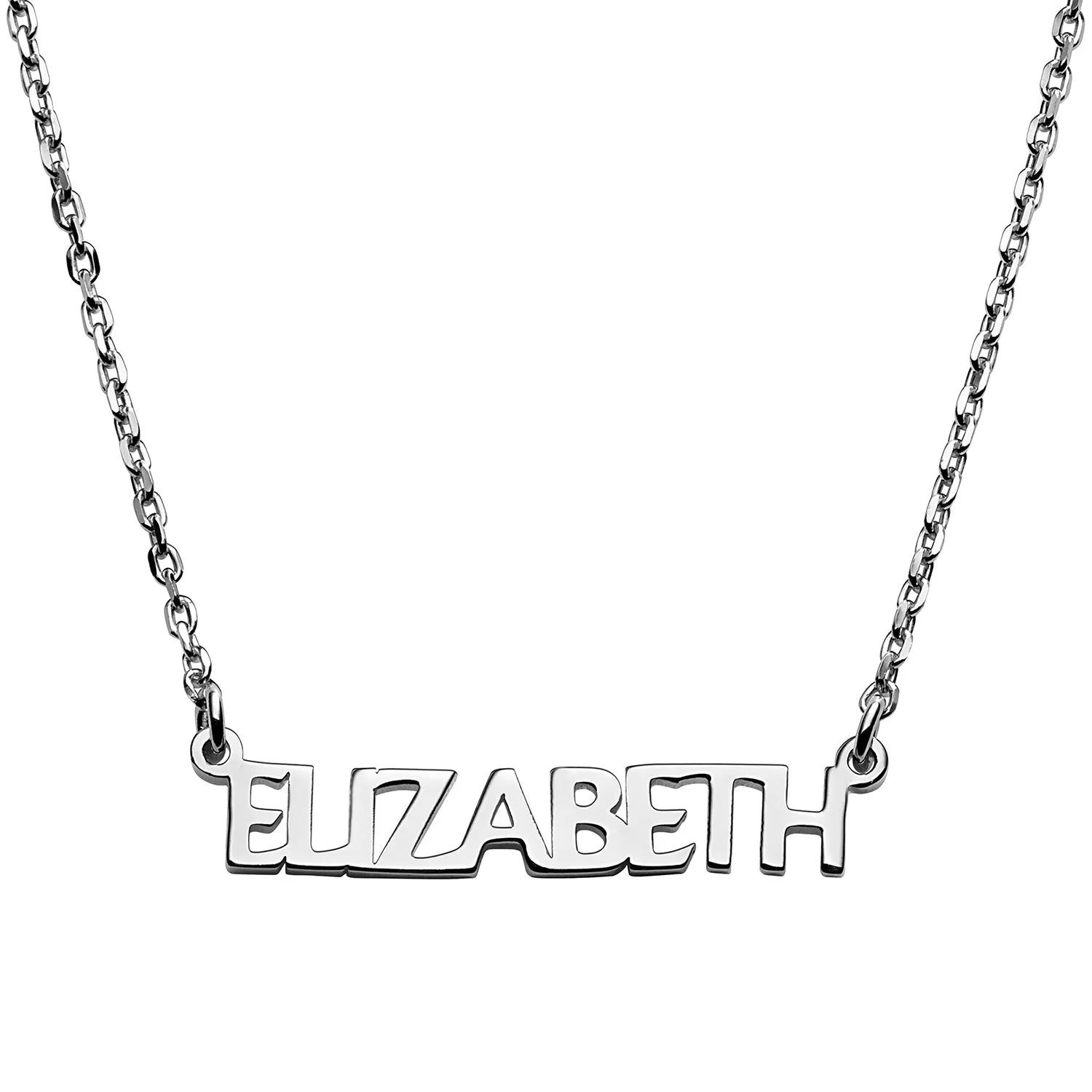 Sterling Silver Petite Uppercase Name Station Necklace sold by Limoges Jewelry
