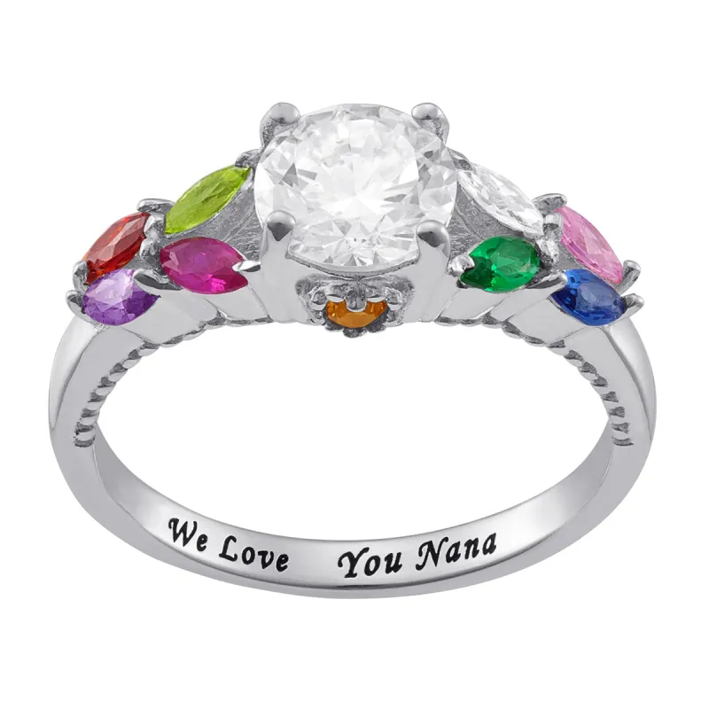 Sterling Silver Personalized Mother's and Family Ring sold by Limoges Jewelry