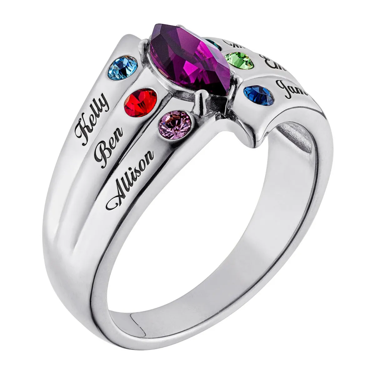Mother's Marquise Birthstone Family Name Ring sold by Limoges Jewelry product image thumbnail 2