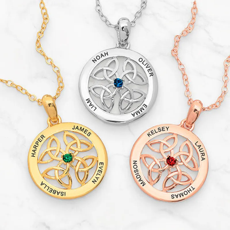 Rhodium Plated Trinity Family Circle Necklace sold by Limoges Jewelry
