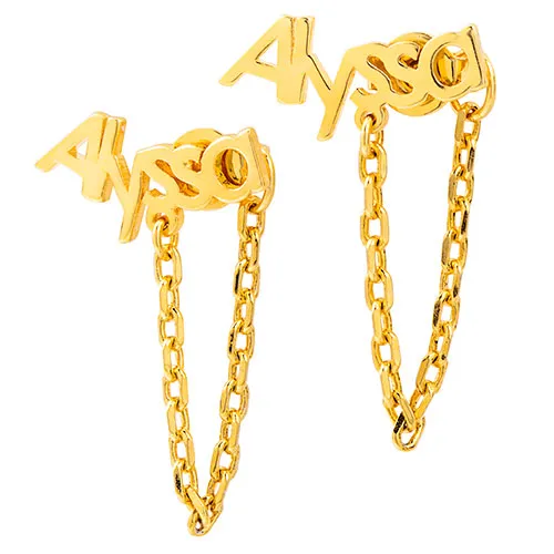 Sterling Silver Personalized Name Crawler Button with Chain Loop Earring sold by Limoges Jewelry product image thumbnail 4