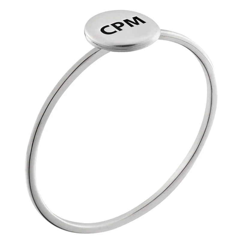 Sterling Silver Engraved Initials Petite Circle Ring sold by Limoges Jewelry