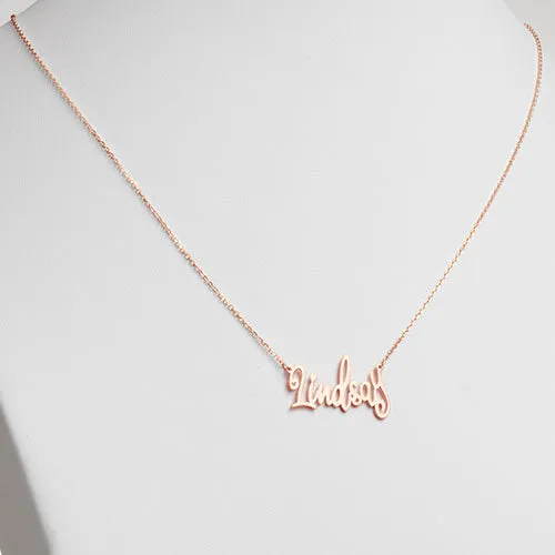 10K Rose Gold Fancy Script Name Necklace sold by Limoges Jewelry product image thumbnail 2