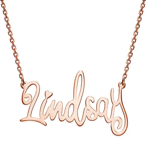 10K Rose Gold Fancy Script Name Necklace sold by Limoges Jewelry