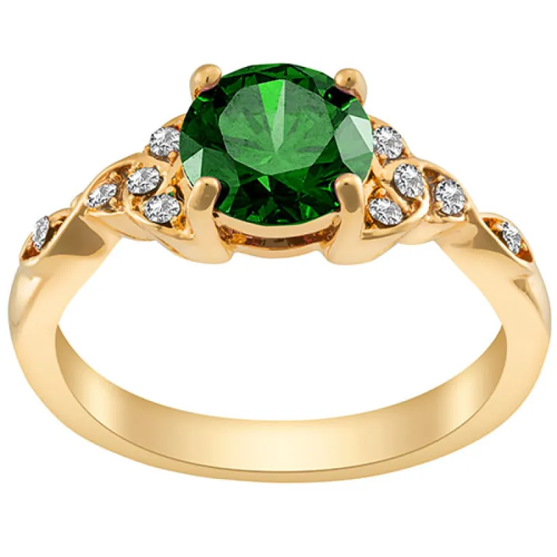 14K Gold Plated Simulated Emerald and Clear Crystal Trinity Knot Ring sold by Limoges Jewelry