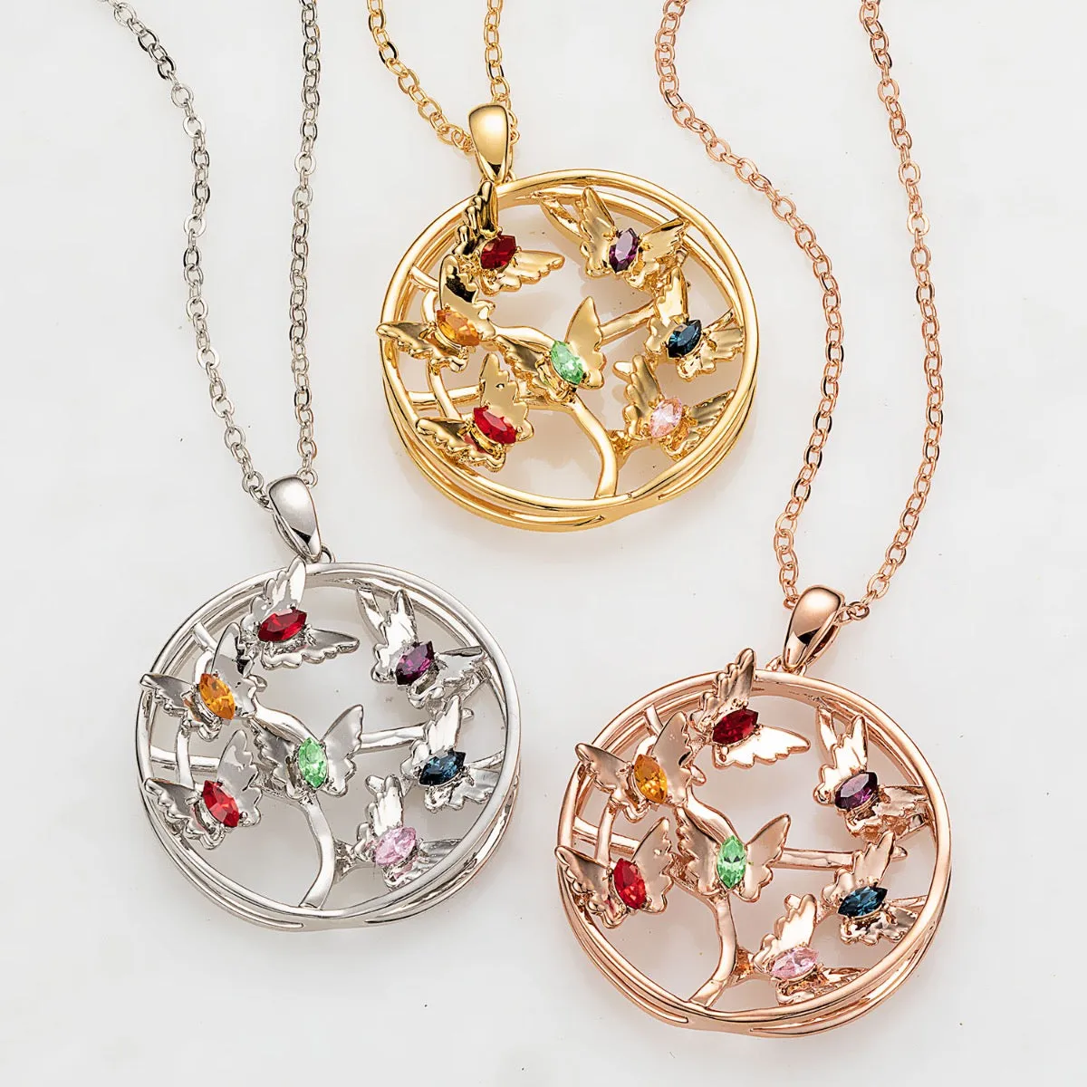 3D Butterflies with Birthstone Necklace sold by Limoges Jewelry