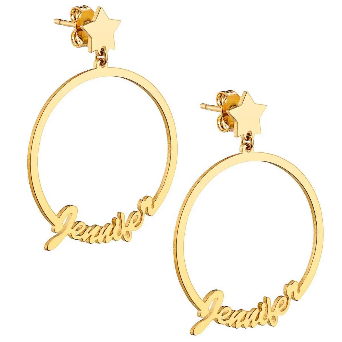 14K Gold Plated Script Name with Star Dangle Earrings sold by Limoges Jewelry product image thumbnail 3