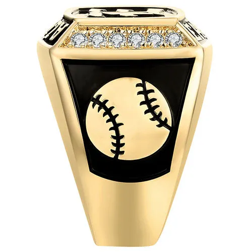 Men's 14K Gold Plated Initial Traditional CZ Square Birthstone Class Ring sold by Limoges Jewelry product image thumbnail 3