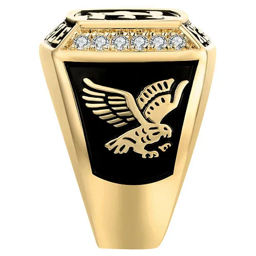 Men's 14K Gold Plated Initial Traditional CZ Square Birthstone Class Ring sold by Limoges Jewelry product image thumbnail 4