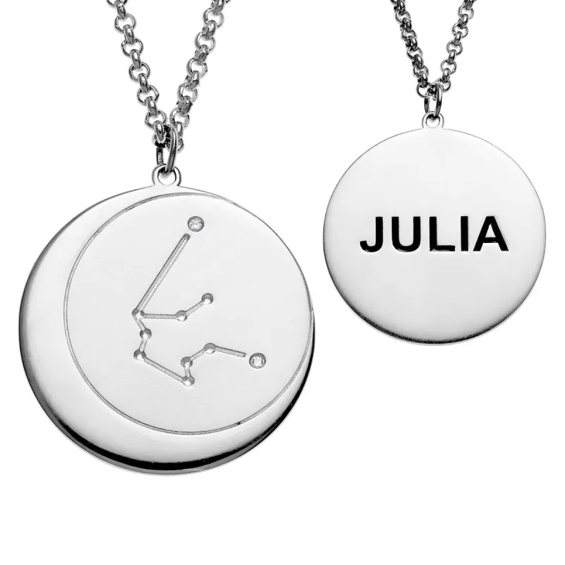 Silver Plated Constellation Name Necklace with Zodiac Sign sold by Limoges Jewelry