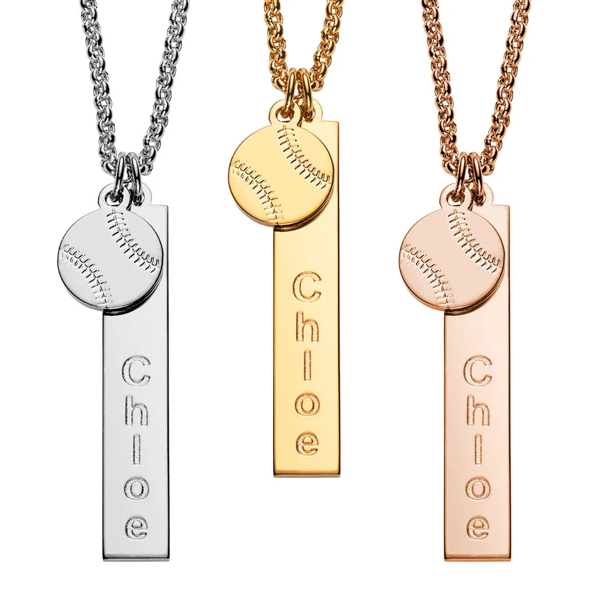 Silver Plated Name Necklace with Baseball Charm Dangle sold by Limoges Jewelry product image thumbnail 3