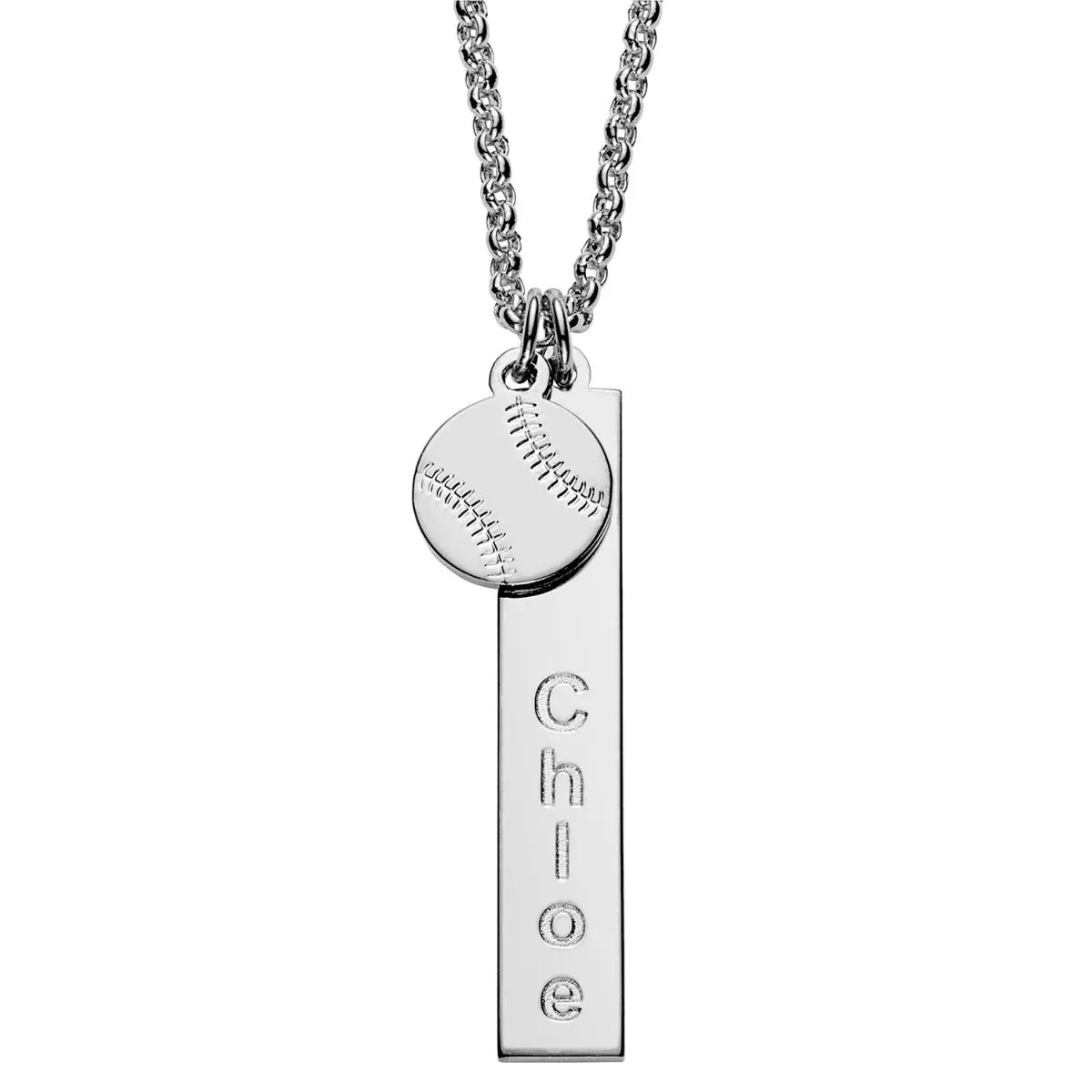 Silver Plated Name Necklace with Baseball Charm Dangle sold by Limoges Jewelry product image thumbnail 2