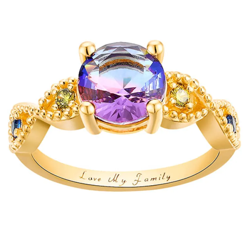 14K Gold Plated Iridescent Stone Infinity Birthstone Ring sold by Limoges Jewelry