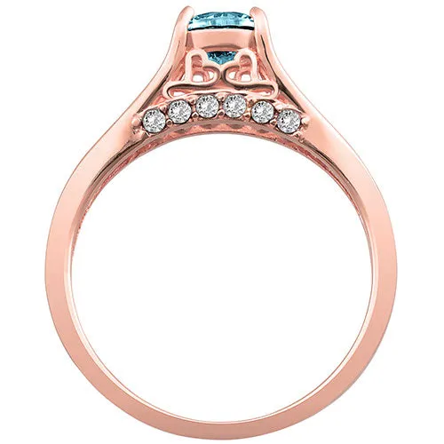 14K Rose Gold Plated Simulated Blue Topaz and Clear Crystal Ring sold by Limoges Jewelry product image thumbnail 3