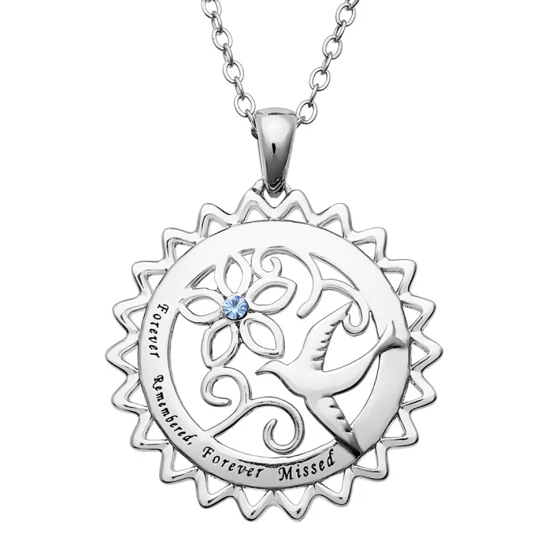 Silver Plated Dove Memorial Pendant sold by Limoges Jewelry