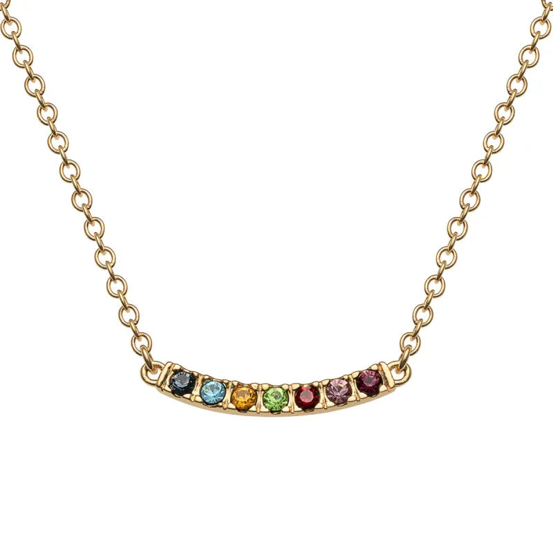 14K Gold over Sterling Family Curved Birthstone Necklace sold by Limoges Jewelry