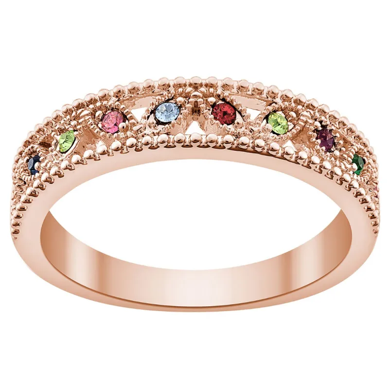 14K Rose Gold Plated Family Birthstone Band Ring sold by Limoges Jewelry