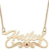 14K Gold Over Sterling Script Name Necklace With Birthstone Heart sold by Limoges Jewelry
