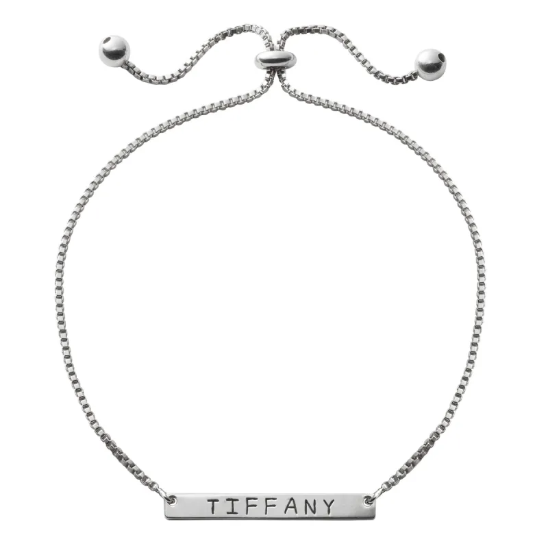 Sterling Silver Name Bar Adjustable Bracelet sold by Limoges Jewelry