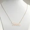 14K Gold Over Sterling Script Name Necklace With Birthstone Heart sold by Limoges Jewelry